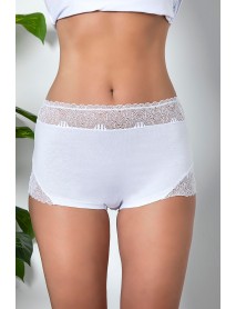 Gallipoli White Boxer Shorts With Lace Detail 21783