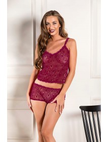 Gallipoli Devore See-Through Singlet,Boxer Set Burgundy 31833