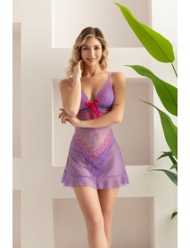 Gallipoli Transparent Babydoll String Set Lilac 32096