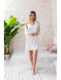 Gallipoli Satin Nightgown And String Set Ecru 32172