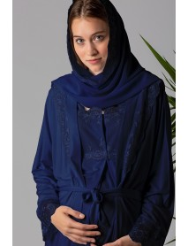 Effortt Maternity Puffer Pajama Set with Hijab Dressing Gown 22401 Navy Blue