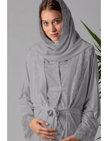 Effortt Maternity Puffer Pajama Set with Hijab Dressing Gown 22401 Grey