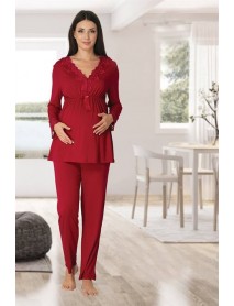 Effortt Puffer Pajama Set 8092 Burgundy