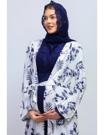 Effortt Hijab Dressing Gown Puffer Pajama Set 28094 Navy Blue