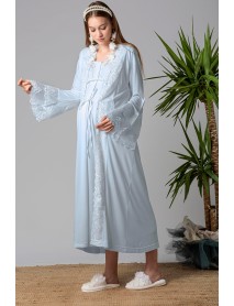 Effortt,Dressing Gown,Pregnant,Puerperal Overnight Set 25010 Blue