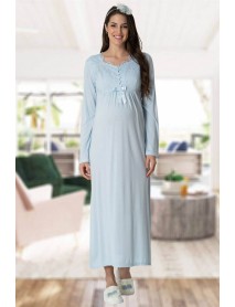 Şık Mecit Maternity Nightgown 5415 Blue
