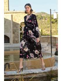 Monamise Floral Patterned Long Sleeve Dress 22049