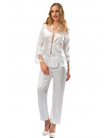 Sistina Satin Dowry White Pajamas Set 1582 