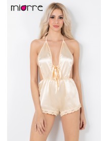 Miorre Decollete Satin Shorts Jumpsuit 001-000828 