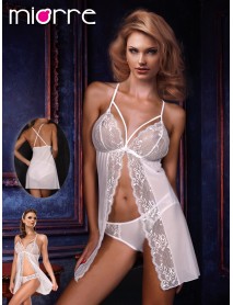 Miorre Cross-Strapped Laced Transparent Nightgown Set 001-018796