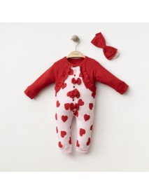 COŞAY BABY GIRL 6-9-12 MONTHS HEART BOWLE OVERALLS 0068