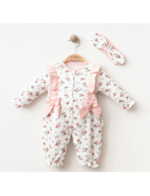 COŞAY BABY GIRL 6-9-12 MONTHS FLORAL BOWTIE OVERALLS 0076