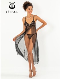 Phevos Lace 2 Piece Long Nightgown Set 011-004516