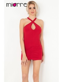 Miorre Cross Back Detailed Mini Red Dress 012-000088 