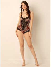 Phevos Lace Detailed Fancy Bodysuit 012-000143