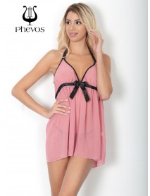 Phevos Decollete Transparent Fancy Nightgown Pink 012-000156