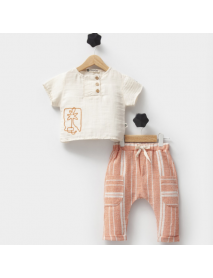 HIPPIL BOY 9-12-18 MONTHS EMBROIDERED BUTTONED SET 0523
