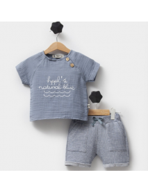 HIPPIL BOY 9-12-18 MONTHS EMBROIDERED SHORTS SET 0524