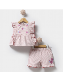 Hippil Girl 9-12-18 Months Floral Striped Shorts Set 0541HP