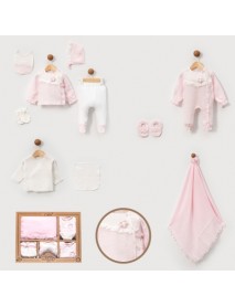 BEBLY KIDS GIRL 0-3 MONTHS POMPOM MUSLIN 10 PIECE SET 10006