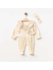 IŞIL BABY GIRL 0/3-0/3-3/6 MONTHS BANDANA OVERALLS 1002
