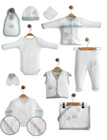 TONTON BABY GIRL 0-3 MONTHS FLOWER EMBROIDERED 10-PIECE SET 101