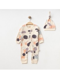 HUGS BOY 6-9-12 MONTHS ABSTRACT PATTERNED ZIPPERED OVERALLS 10104