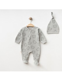 HUGS BOYS 3-6-9 MONTHS WAFFLE JUMPSUIT WITH teddy bear 10121