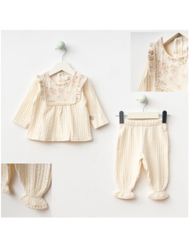 CFRA KIDS GIRL 6-9-12-18 MONTHS MUSLIN 2-Piece SUIT WITH ROBOT 10315