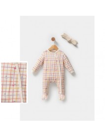 ESYA BABY GIRL 3-3-6 MONTHS FLORAL PLAID OVERALLS 1053