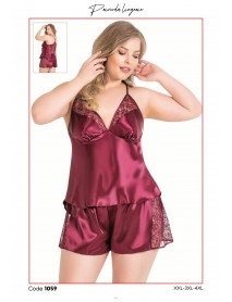 Primoda Plus Size Satin Short Set 1059
