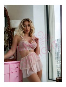 NightLight Women's Embroidery Fantasy Nightgown Pink 1074