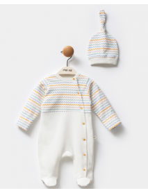 MOI NOI BOY 0/3-0/3-3/6 MONTHS ZIGZAG HAT OVERALLS 1198