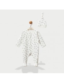 MOİ NOİ BOY 0/3-0/3-3/6 MONTHS PALM HAT OVERALLS 1226