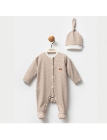 MOİ NOİ BOY 0/3-0/3-3/6 MONTHS STRIPED HAT OVERALLS 1227