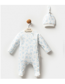 MOİ NOİ GIRL 0/3-0/3-3/6 MONTHS FLORAL HAT OVERALLS 1232