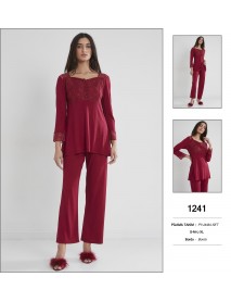 Pierre Cardin 2 Piece Burgundy Pyjama Set 1241