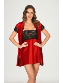 Sistina Velvet Red Nightgown,Dressing Gown 1428 