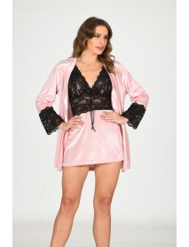 Sistina Velvet Pink Nightgown,Dressing Gown 1446 