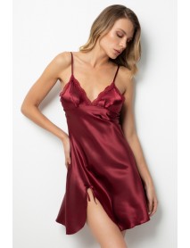 Miorre Short Satin Burgundy Nightgown 001-018052 