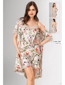 Loriva Short 2-Piece Nightgown,Dressing Gown Set 1817