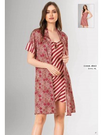 Loriva Short 2-Piece Nightgown,Dressing Gown Set 1842