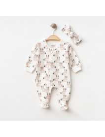 HUGS GIRL 3-6-9 MONTHS RABBIT OVERALLS SET 20012