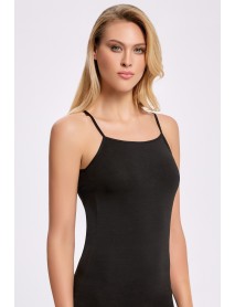 İlke Lycra Ribbed Rope Strap Undershirt Black 2003