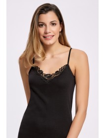 İlke Guipure Rope Strap Undershirt Black (BıgSıze) 2200