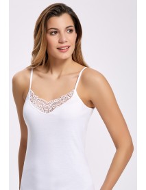 İlke Guipure Rope Strap Undershirt White (BigSize) 2005