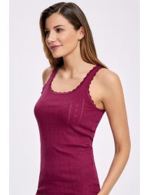 İlke Jacquard Ribbed Undershirt (BigSize) Cherry 2024