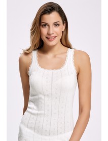 İlke Jacquard Ribbed Undershirt Ecru (BigSize) 2024
