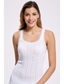 İlke Jacquard Ribbed Undershirt (BıgSıze) White 2024