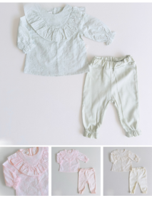 ANNA BABBA GIRL 3-6-9-12 MONTHS EMBROIDERED BLOUSE 2-Piece SUIT 20336